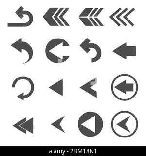 Symbole für Zurück-Pfeil gesetzt Stockfoto