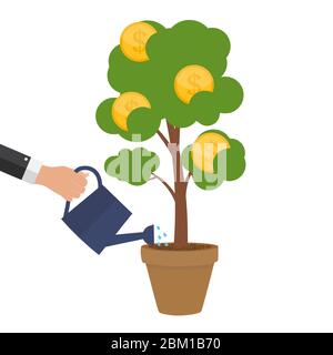 Das Finanzkonzept. Geld Baum - Symbol des erfolgreichen Unternehmens. Vector Illustration Stock Vektor