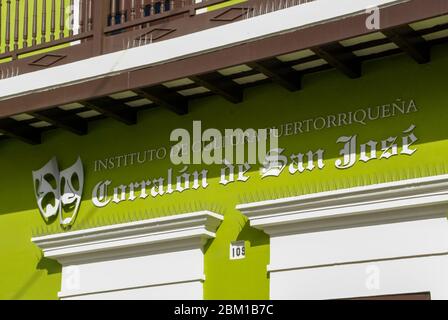 Corralón De San José wird vom Institut für Kultur in Puerto Rico (Instituto de Cultura Puertorriqueña) in der Altstadt von San Juan, der Hauptstadt von Puerto Rico, betrieben Stockfoto