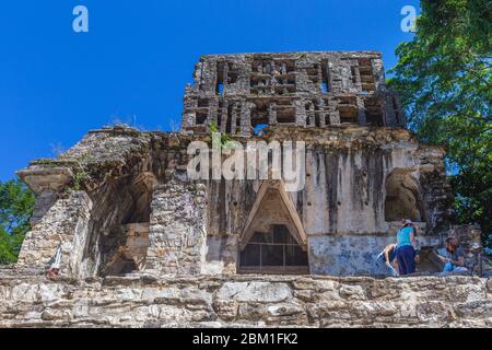 Maya zerstörte Stadt, 7. Jahrhundert, Palenque, Chiapas, Mexiko Stockfoto