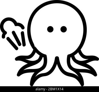 Wütend großen Tintenfisch Symbol Vektor Umriss Illustration Stock Vektor
