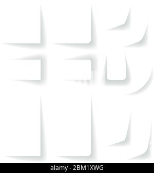 Vektorgrafik. Weiße Seiten Locken Satz von zwölf Rändern. Stock Vektor