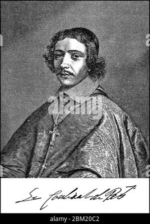 Jean François Paul de Gondi, Kardinal de Retz, 20. September 1613 - 24. August 1679, war ein französischer Adliger, Priester, Politiker und Fürst der Kirche des 17. Jahrhunderts / Jean-François Paul de Gondi, Kardinal de Retz, 20. 1613. Bis 24. September. August 1679, war ein französischer Adeliger, Geistlicher, Politiker und Kirchenfürst des 17. Jahrhundert, historisch, historisch, digital verbesserte Reproduktion eines Originals aus dem 19. Jahrhundert / Digitale Reproduktion einer Originalvorlage aus dem 19. Jahrhundert, Stockfoto