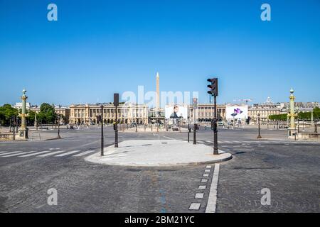 Ein leerer Platz der Concorde in Paris während der Schleuse Coronavirus covid-19 Stockfoto