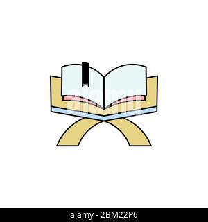 Koranbookflatundthinlineicon Stock Vektor