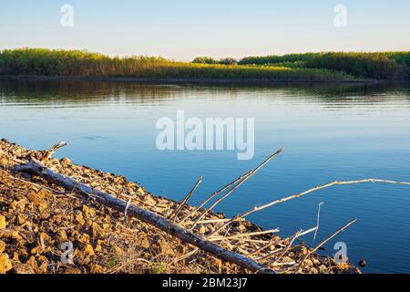 mississippi Flussweg bei Schweine Auge Insel während der Dämmerung in Süd-saint paul Stockfoto