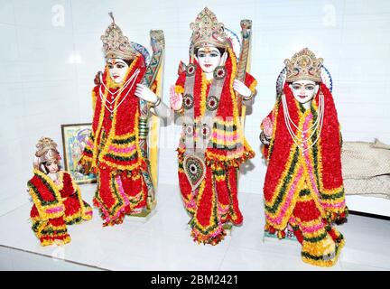 Statue von lord Rama, Sita, Lakshman und Hunuman in einem Tempel Stockfoto