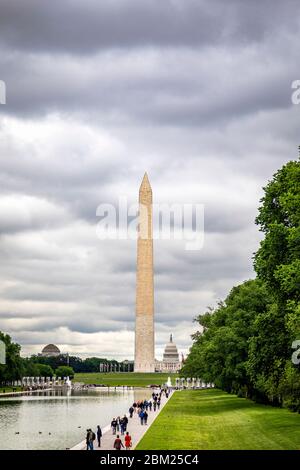 Das Washington Memorial und Capitol in Washington, DC, USA. Stockfoto