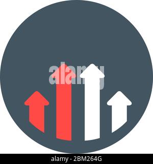 Entgegengesetzte Pfeile wachsen. Weiße und rote Pfeiltaste. Stock Vektor Illustration isoliert auf weißem Hintergrund. Stock Vektor