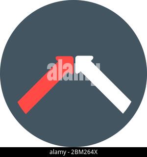 Entgegengesetzte Pfeile. Weiße und rote Pfeiltaste. Stock Vektor Illustration isoliert auf weißem Hintergrund. Stock Vektor