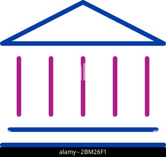 bank Gebäude Icon Vektor, lineares Design, Vektor-Illustration. Bearbeitbare Kontur. Stock Vektor