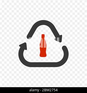 Symbol für Flaschenrecycling. Reduzieren Sie den Einsatz von Kunststoff, Kampagne. Konturform. Vektor. Isolieren auf weißem Hintergrund. Stock Vektor