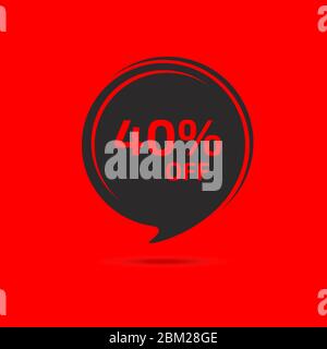 Rabatt-Banner, Tag. 40 % Rabatt. Vorlagendesign. Sonderangebot Konzept. Stock Vektor