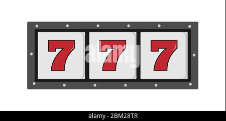 777 Spielautomaten. Einfaches flaches Design isoliert auf weißem Hintergrund Stock Vektor