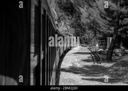 Schöne Reise mit Tren Soller in Palma de Mallorca, Spania Stockfoto