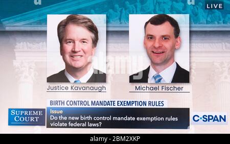 Washington, District of Columbia, USA. Mai 2020. Ein Bildschirmabbild von C-SPAN's Berichterstattung über den Obersten Gerichtshof der Vereinigten Staaten, wie er Argumente in zwei Fällen am 6. Mai 2020 hört. Die Tradition an zwei Fronten brechen aufgrund der COVID-19-Pandemie, nahmen die Richter während der Argumente an einer Telefonkonferenz Teil, und Live-Audio der Verfahren war in dieser Woche erstmals der Öffentlichkeit zugänglich. Kredit: Brian Cahn/ZUMA Wire/Alamy Live News Stockfoto