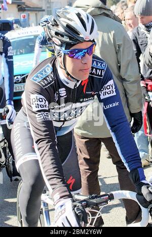 Richie Porte des TEAMS SAXO BANK während des Paris - Nizza 2010, Etappe 1 Radrennen, Saint-Arnoult-en-Yvelines - Contres (201.5 km) am 07. März 2010 in Saint-Arnoult-en-Yvelines Frankreich - Foto Laurent Lairys / DPPI Stockfoto