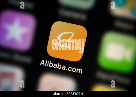 Eine Nahaufnahme der Alibaba app Symbol, wie auf dem Bildschirm eines Smartphones (nur redaktionelle Nutzung) Stockfoto