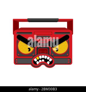 Wütender Boombox. Mürrischer Tonbandgerät. vektorgrafik Stock Vektor