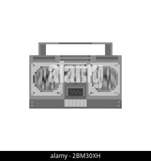 Audio-Tonbandgerät Pixel Art. Boombox 8 Bit. Vektorgrafik verpixeln Stock Vektor