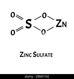 Zinksulfat ist eine molekularchemische Formel. Zink-Infografiken. Vektorgrafik auf isoliertem Hintergrund. Stock Vektor