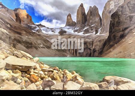 Landschaft Berglandschaft bunte Malerei, Patagonien, Chile Stockfoto