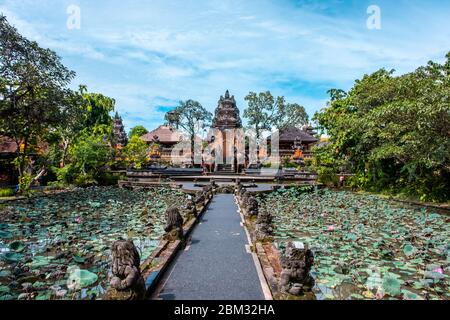 Name dieses Ortes Saraswati Tempel in der Provinz Ubud, Bali Insel Stockfoto