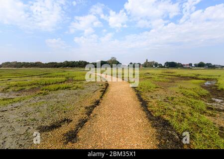 Schmuggler Lane und Fähre harte Gezeitengebiete Salzwiese bei Ebbe, Bosham, ein kleines Dorf in Chichester Harbour, West Sussex, Südküste Englands Stockfoto