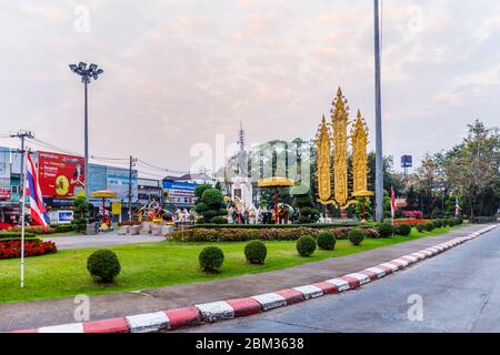 König Mengrai Denkmal König Mengrai der große, ein historisches Wahrzeichen in Chiang Rai, Nord-Thailand, Südostasien gewidmet Stockfoto