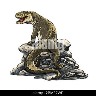 Fleischfressender Dinosaurier - Postosuchus. Dino isolierte Zeichnung. Prähistorische Eidechse. Stockfoto