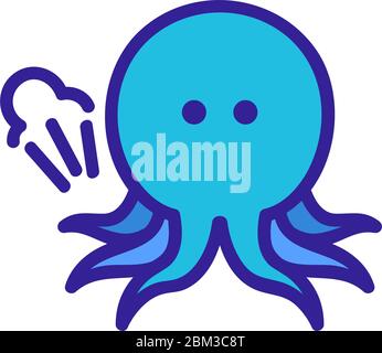 Wütend großen Tintenfisch Symbol Vektor Umriss Illustration Stock Vektor