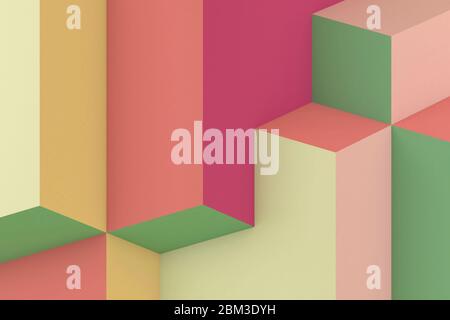 Abstrakte bunte cgi Hintergrund. Minimales geometrisches Muster, 3d-Rendering-Illustration Stockfoto