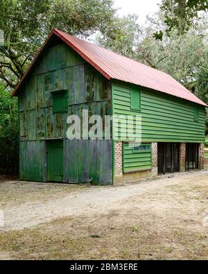 McLeod Plantation Cotton Gin Gebäude. Stockfoto