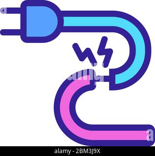 Aufschlüsselung der elektrischen Kabel Symbol Vektor Umriss Abbildung Stock Vektor