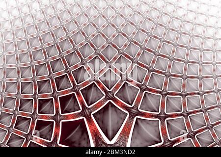 Abstrakte geometrische Textur mit goldenen Rechtecken auf schwarzem Hintergrund. Fantasy sechseckiges Fraktal-Design. Digitale Kunst 3D-Rendering Stockfoto