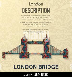 London Bridge Blumenmuster Hintergrund Stock Vektor