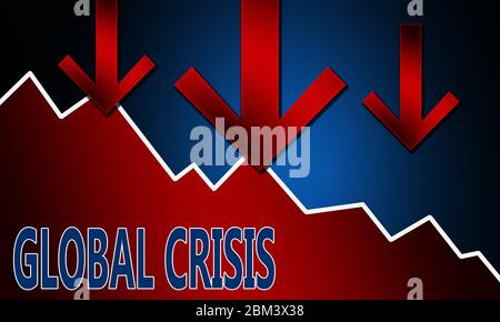 Konzept der globalen Rezession, 3d-Rendering Stockfoto
