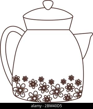 Wasserkocher Kaffee oder Tee isoliert Symbol weißen Hintergrund Vektor Illustration lineares Design Stock Vektor
