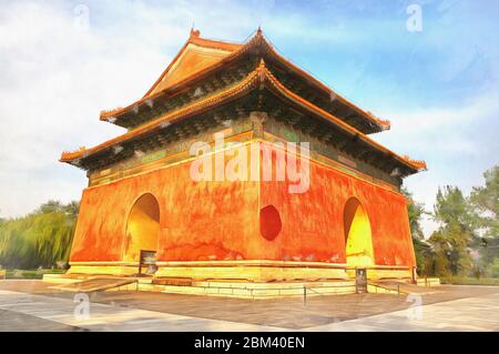 Shengong Shengde Stele Pavillon, kaiserlichen Gräber der Ming- und Qing-Dynastien, in der Nähe von Peking, China Stockfoto