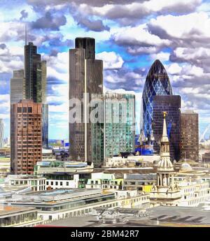 Ansicht von London City farbenfrohe Malerei sieht aus wie Bild, London, Großbritannien Stockfoto