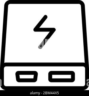 Quadratische Bank für Energienachschub Symbol Vektor-Umriss-Abbildung Stock Vektor