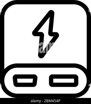 Elektrische Powerbank für zwei Geräte Symbolvektor Umriss Illustration Stock Vektor