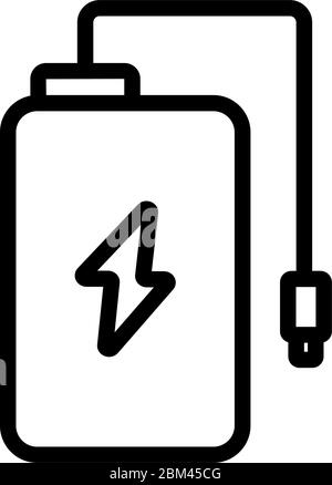 Elektrische usb-Ladung mit Kabel Symbol Vektor Umriss Abbildung Stock Vektor