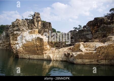 Marble Rocks (Bhedaghat), Jabalpur, Madhya Pradesh/Indien Stockfoto