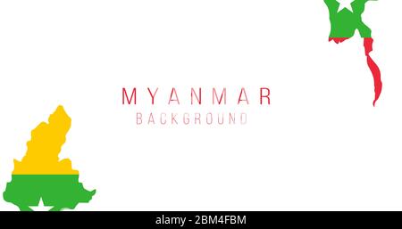 Myanmar Flagge Karte Hintergrund. Die Flagge des Landes in Form von Grenzen. Abbildung des Vektorgrafiken Stock Vektor