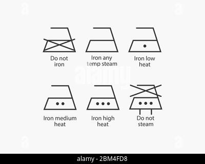 Symbole für Wäsche, Bügelsymbole. Vektorgrafik, flaches Design. Stock Vektor