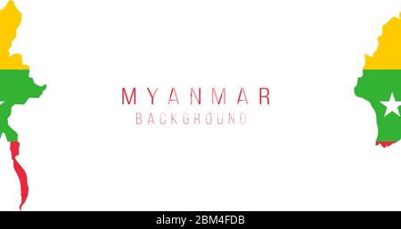 Myanmar Flagge Karte Hintergrund. Die Flagge des Landes in Form von Grenzen. Abbildung des Vektorgrafiken Stock Vektor