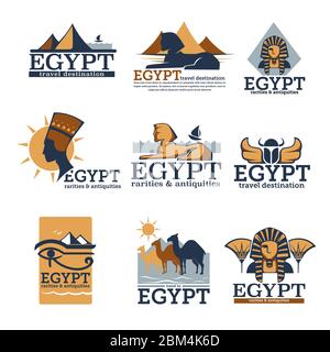 Ägypten Reiseziel und Sehenswürdigkeiten Banner Set Vektor Stock Vektor