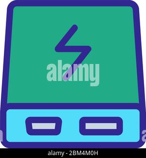 Quadratische Bank für Energienachschub Symbol Vektor-Umriss-Abbildung Stock Vektor