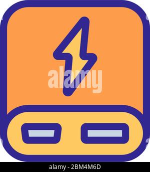 Elektrische Powerbank für zwei Geräte Symbolvektor Umriss Illustration Stock Vektor